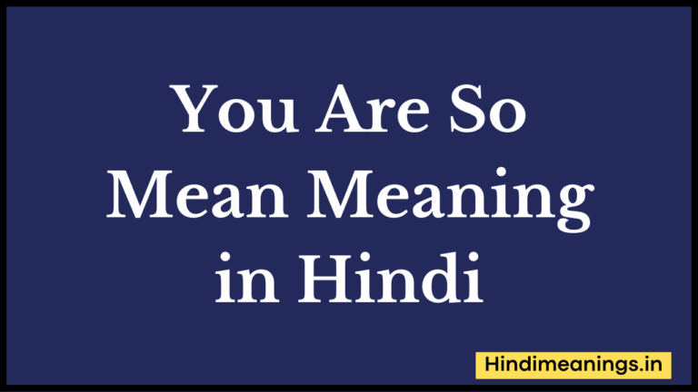 You Are So Mean Meaning in Hindi