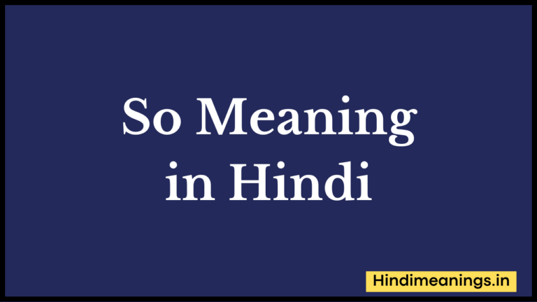 So Meaning in Hindi